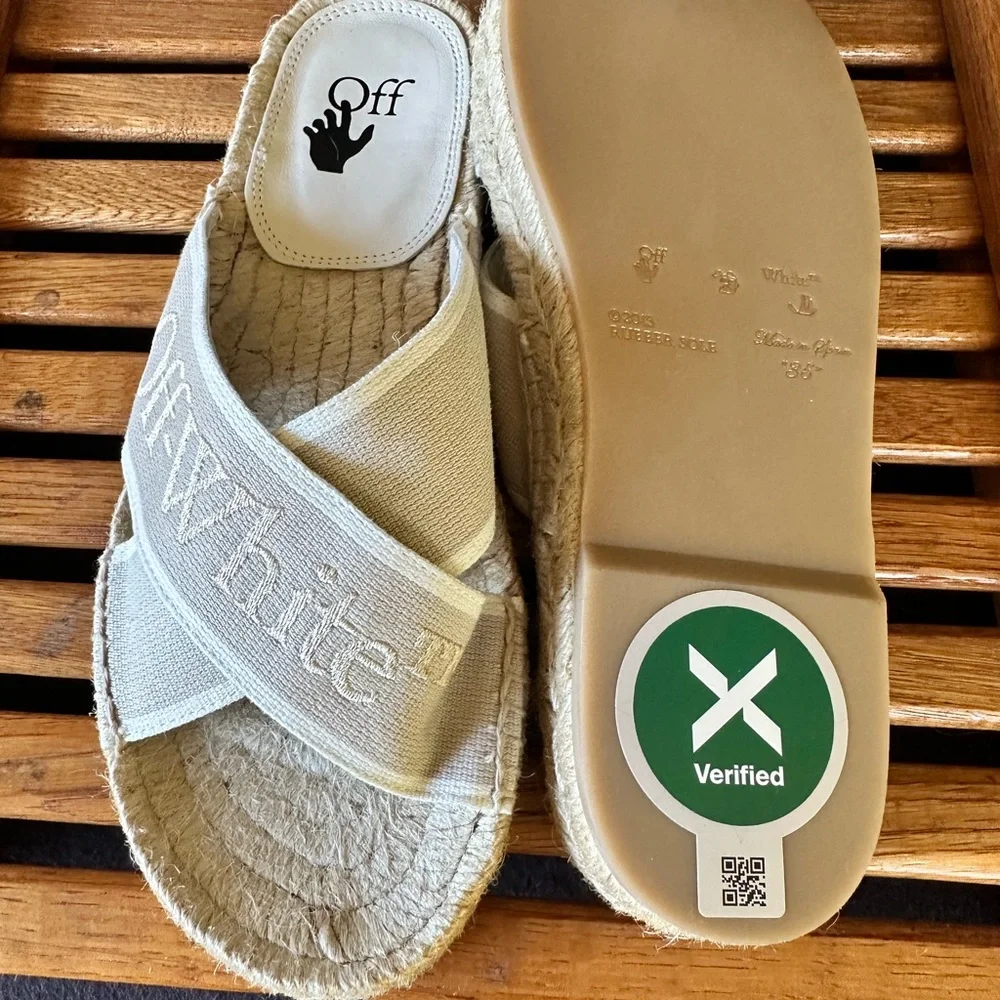 NEW OFF WHITE Elegant Cream Espadrille Sandals - Picture 8 of 8